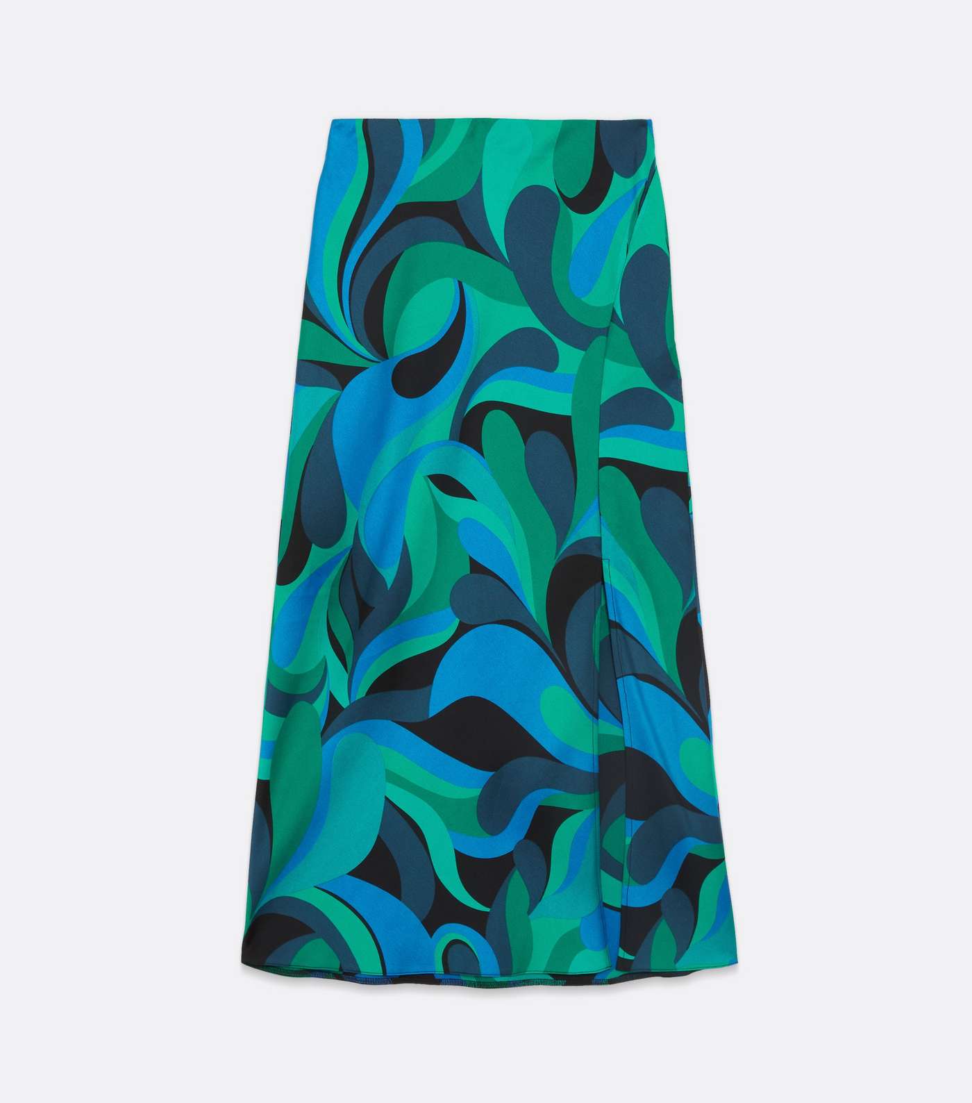 Blue Swirl Bias Cut Midi Skirt Image 5