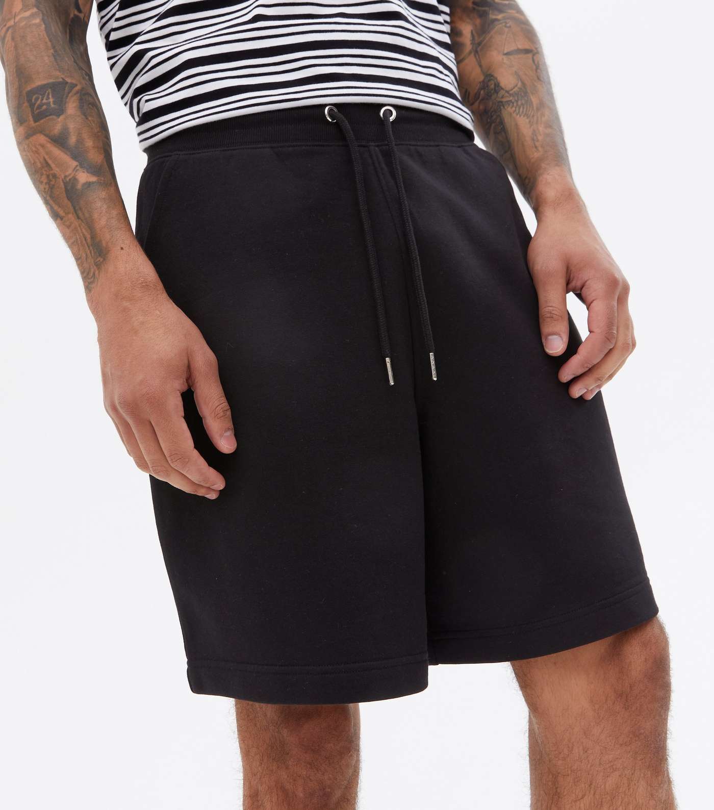 Black Jersey Oversized Shorts Image 2