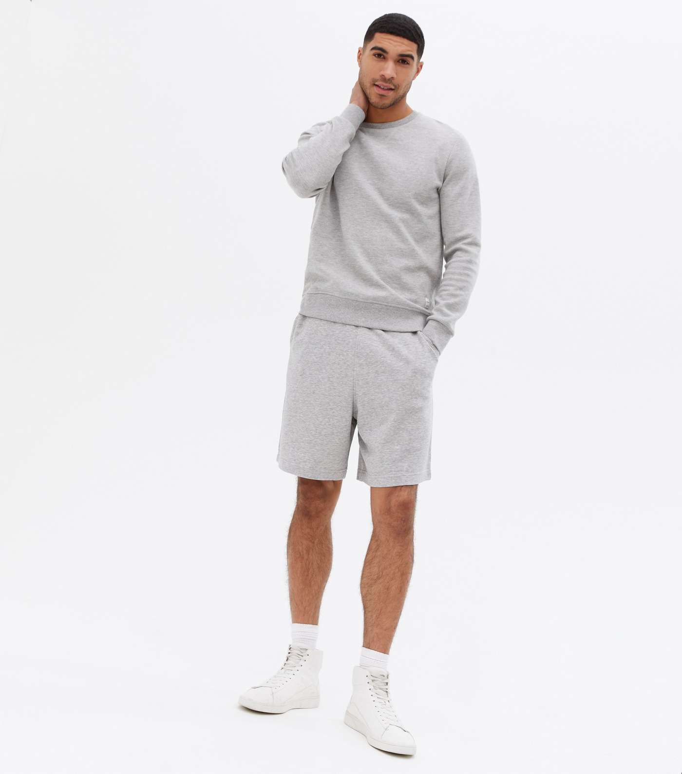 Grey Marl Jersey Oversized Shorts