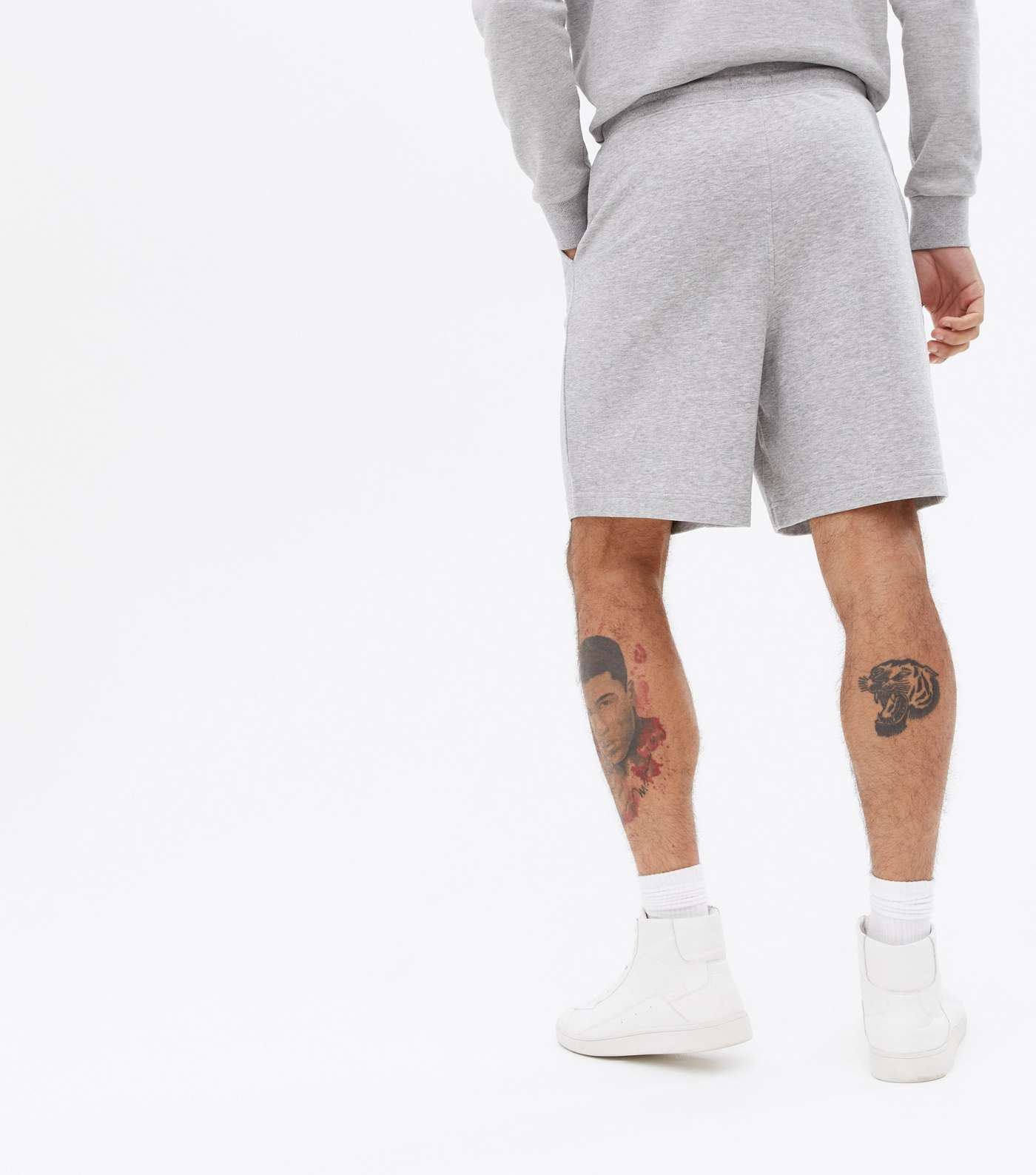 Grey Marl Jersey Oversized Shorts Image 3