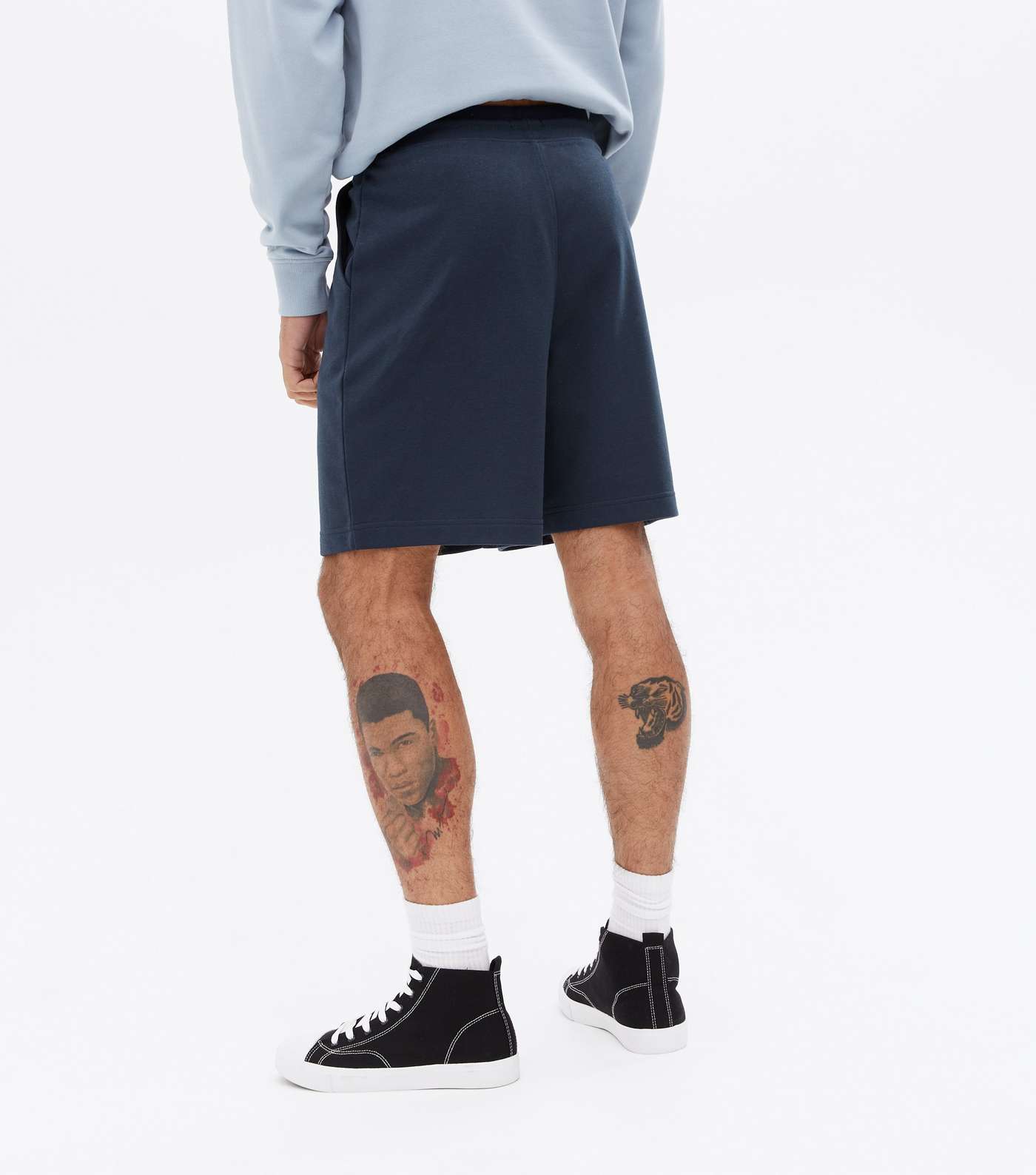 Navy Jersey Oversized Shorts Image 3