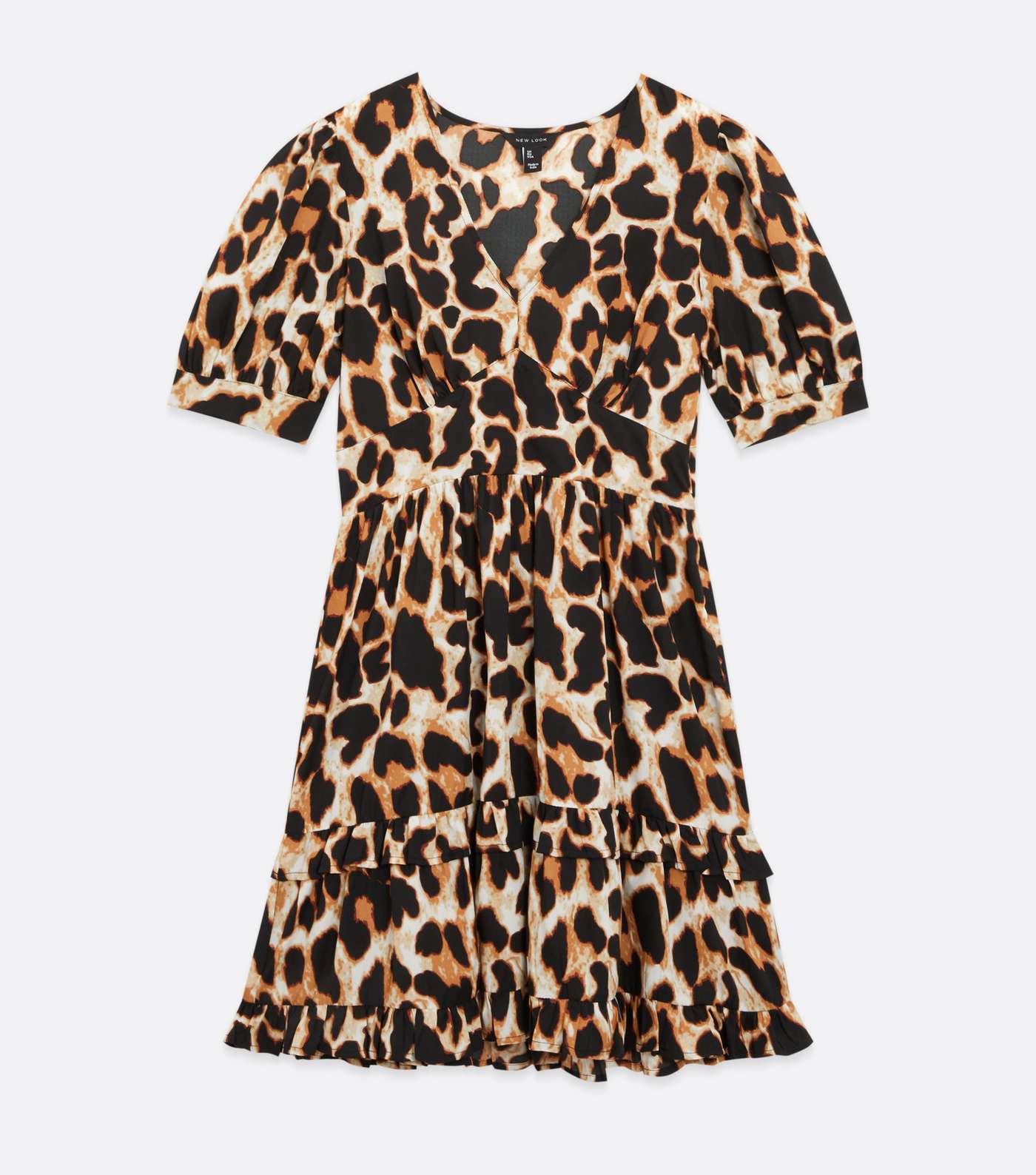 Brown Leopard Print Frill Mini Dress Image 5