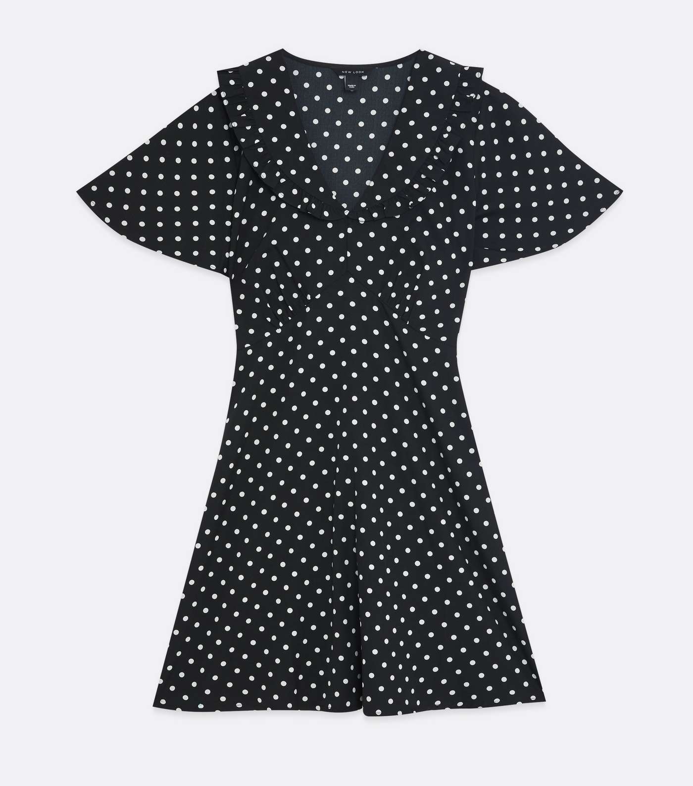 Black Spot V Neck Frill Collar Mini Dress Image 5