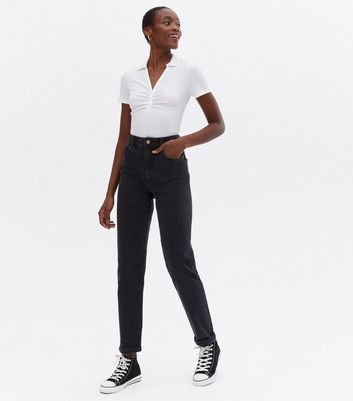 Tall Black Waist Enhance Tori Mom Jeans New Look