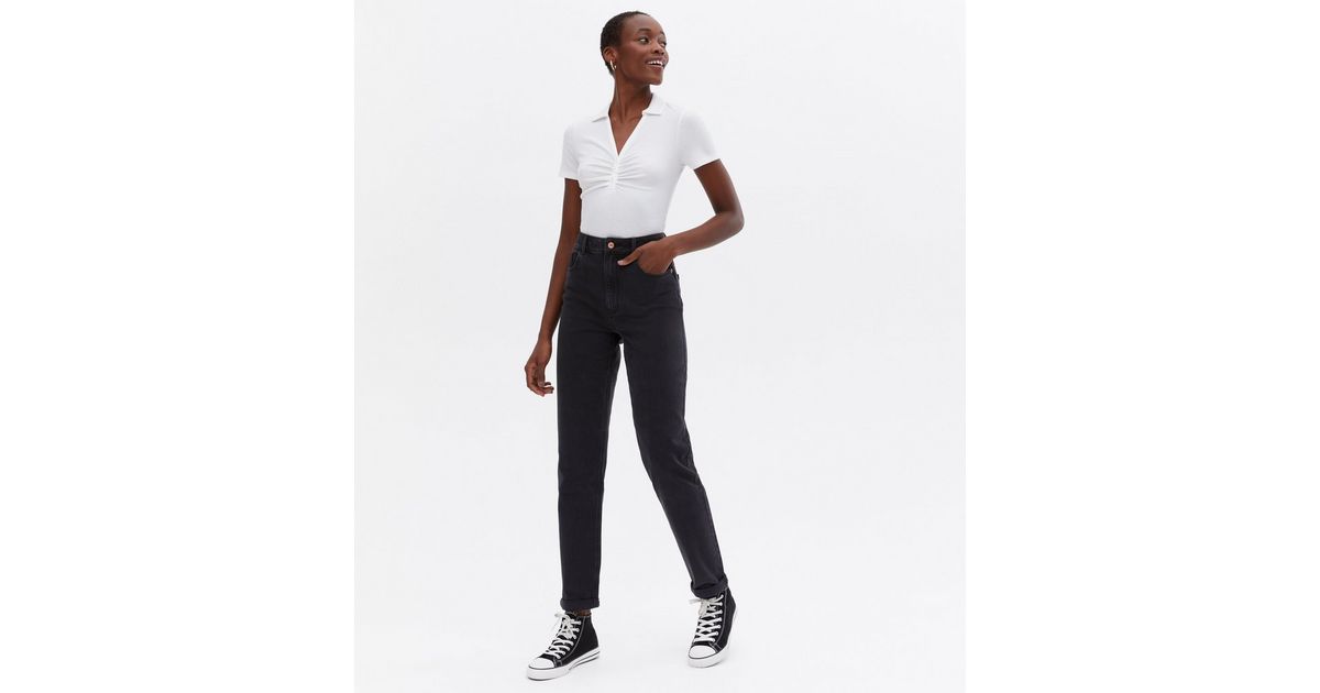 Tall Black Waist Enhance Tori Mom Jeans | New Look