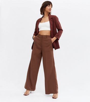 Cameo Rose Red Ditsy Floral Wide Leg Trousers | New Look