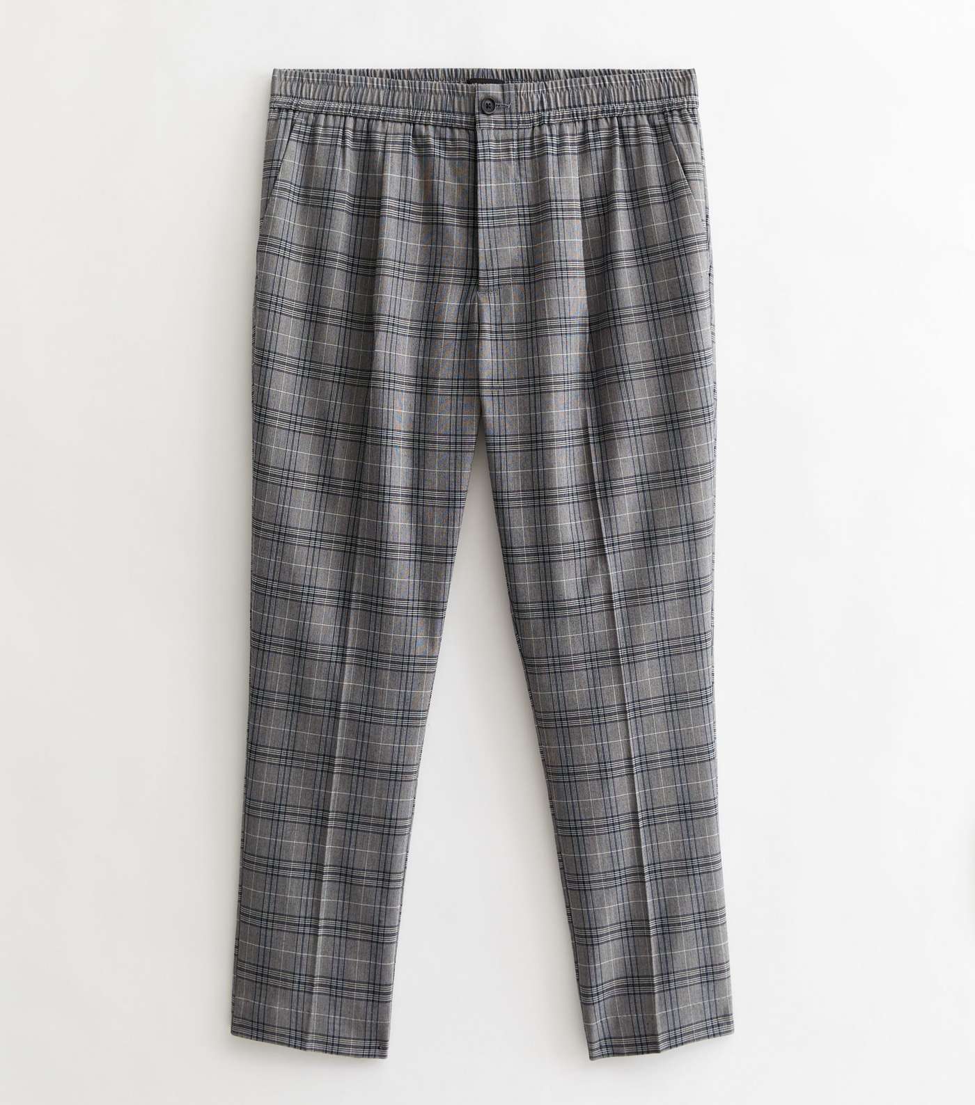 Pale Grey Check Slim Crop Trousers Image 5