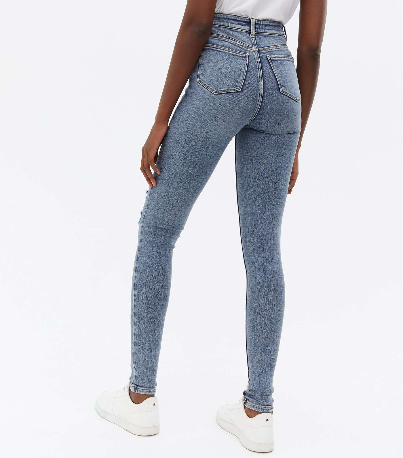 Tall Teal Ripped High Waist Hallie Super Skinny Jeans Image 4