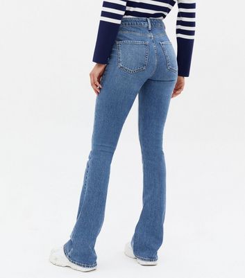 Click to view product details and reviews for Tall Blue Mid Wash High Waist Flared Brooke Jeans New Look.