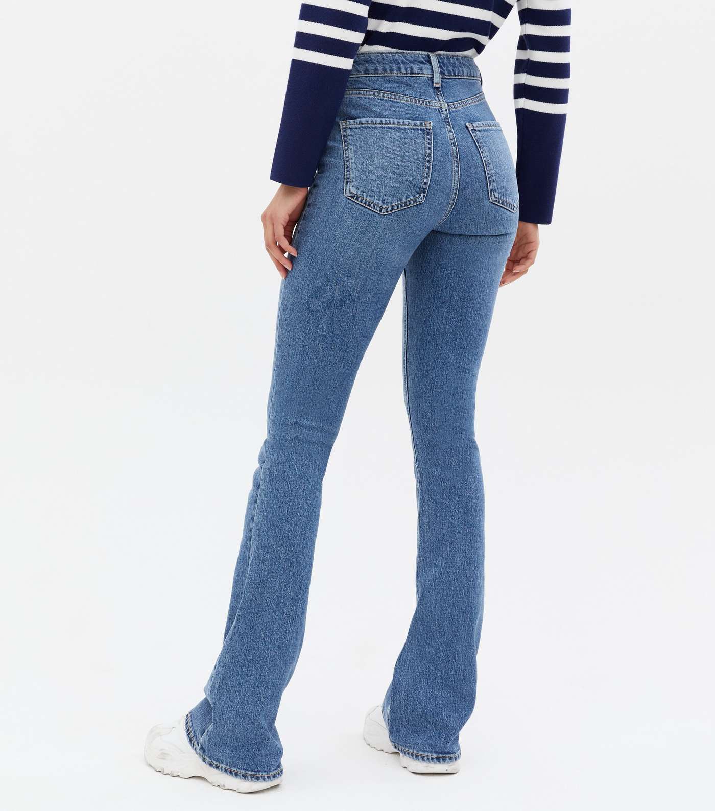 Tall Blue Mid Wash High Waist Flared Brooke Jeans Image 4