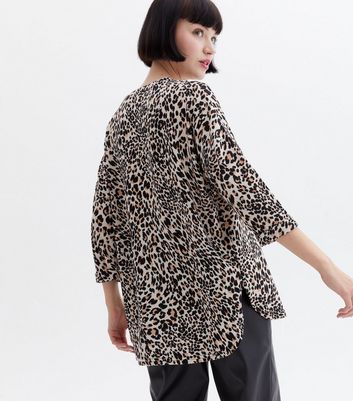 Damen Bekleidung Brown Leopard Print Fine Knit Top