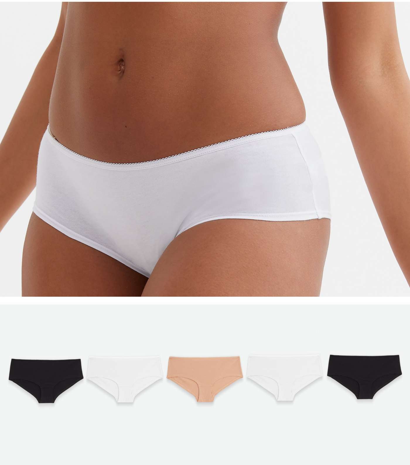 5 Pack Black White and Nude Caramel Short Briefs