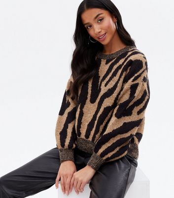 oversized zebra print jumper