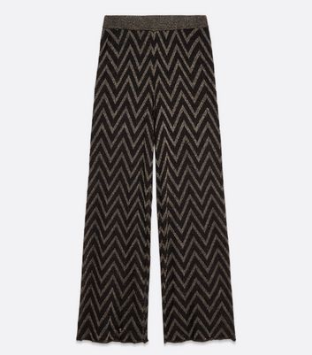 Click to view product details and reviews for Only Black Zig Zag Knit Glitter Wide Leg Trousers New Look.