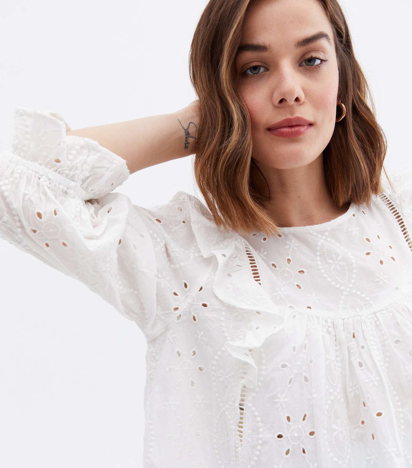 Maternity White Broderie Frill Blouse Image 3