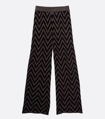 Click to view product details and reviews for Only Petite Black Zig Zag Knit Glitter Wide Leg Trousers New Look.