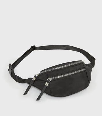 Black Zip Bum Bag New Look