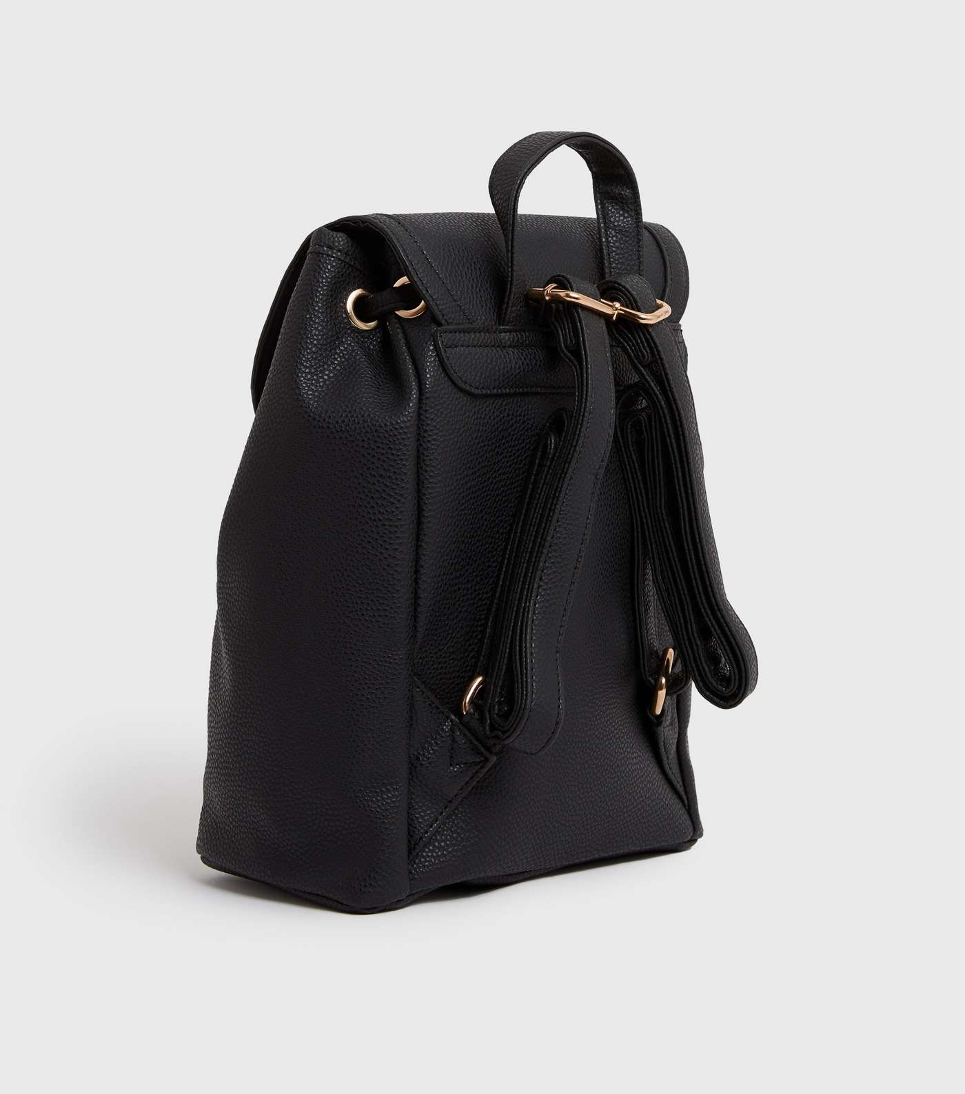 Black Leather-Look Ring Zip Backpack Image 3