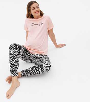 Maternity Pink Jogger Pyjama Set with Bump Life Logo