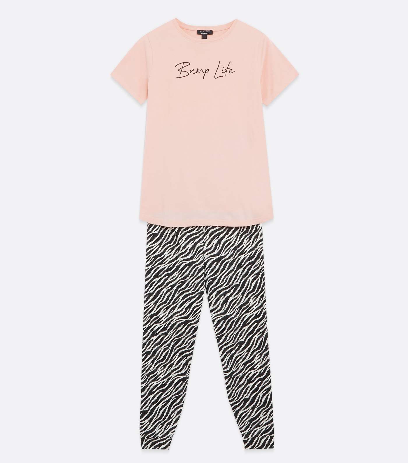 Maternity Pink Jogger Pyjama Set with Bump Life Logo Image 5