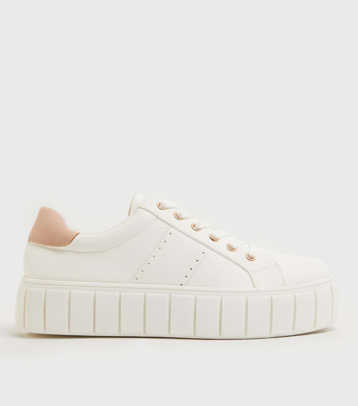 White Chunky Platform Lace Up Trainers