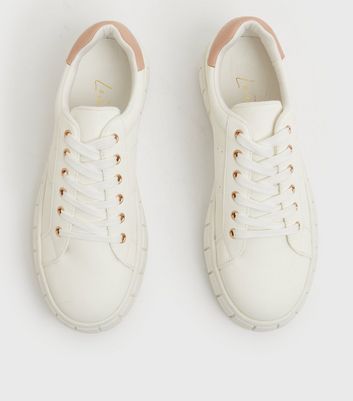 white chunky platform trainers
