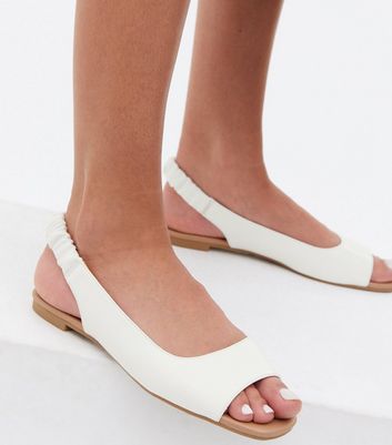 shop for White Leather-Look Ruched Open Toe Sandals New Look Vegan at Shopo