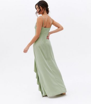Little Mistress Light Green Satin Cowl 