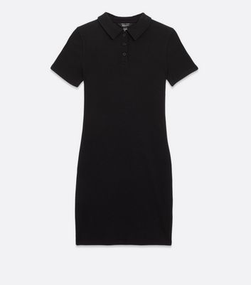 Girls Black Ribbed Jersey Short Sleeve 