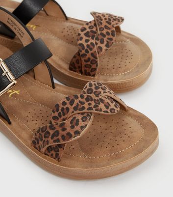 Leopard print sandals cheap wide fit