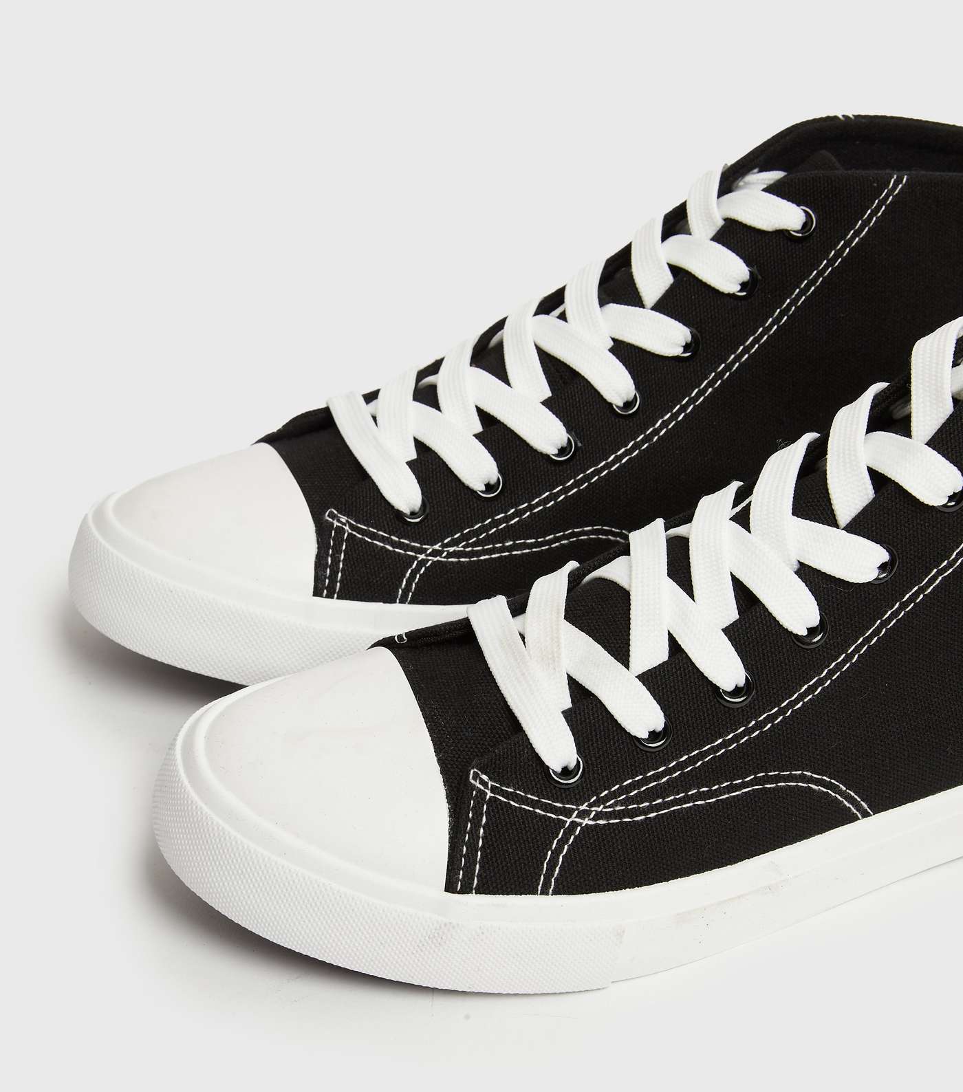 Black Canvas High Top Trainers Image 4