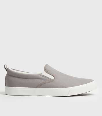 Pale Grey Canvas Slip On Trainers
