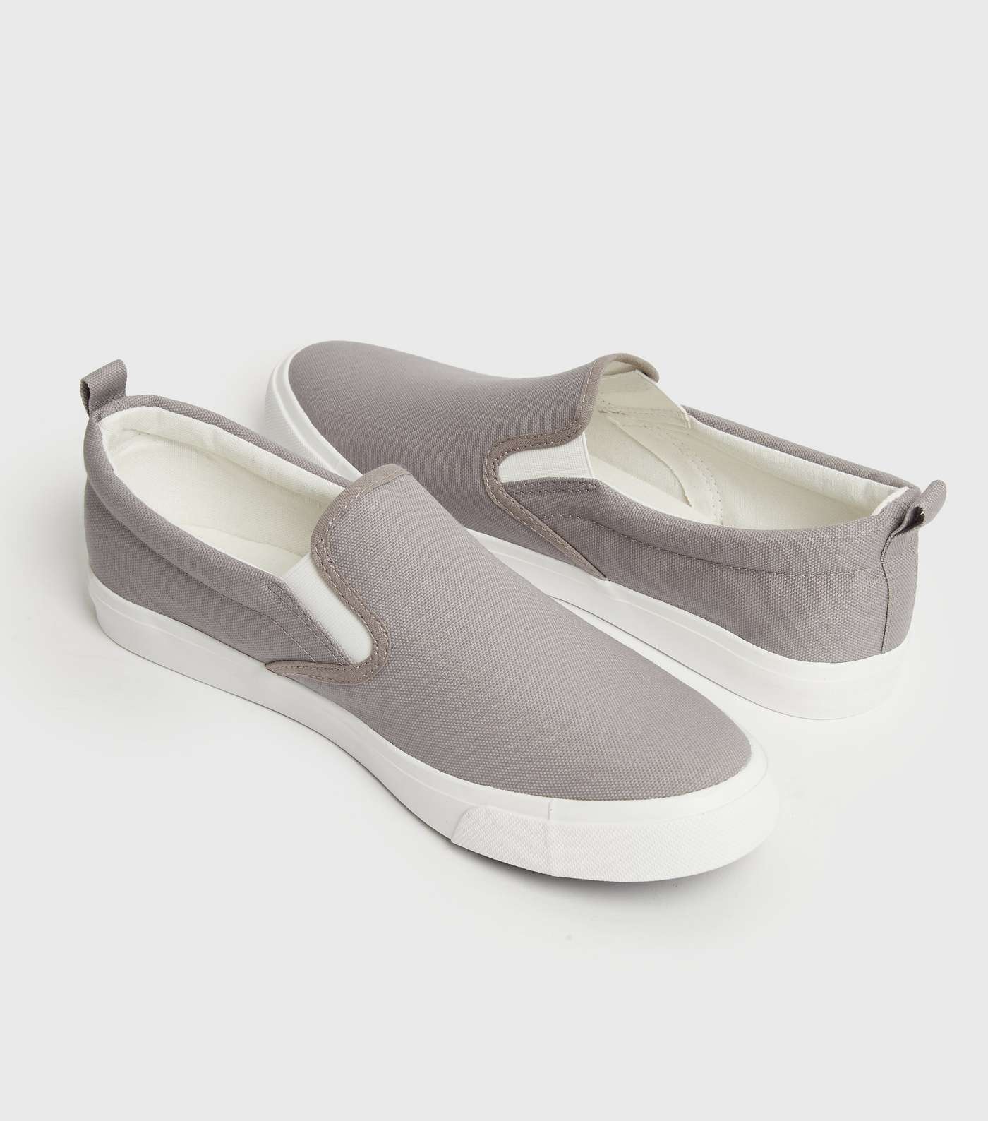Pale Grey Canvas Slip On Trainers Image 3