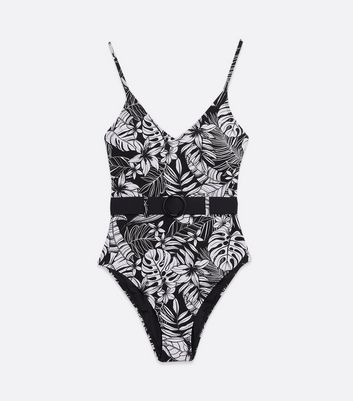 Click to view product details and reviews for Black Tropical Belted Swimsuit New Look.