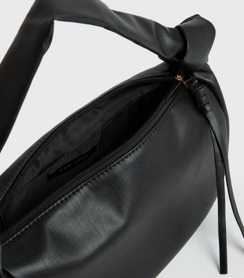 black leather look knot shoulder bag