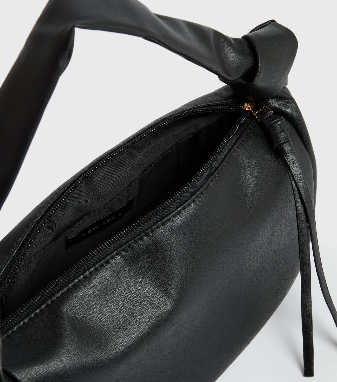 Black Leather-Look Knot Shoulder Bag Image 4