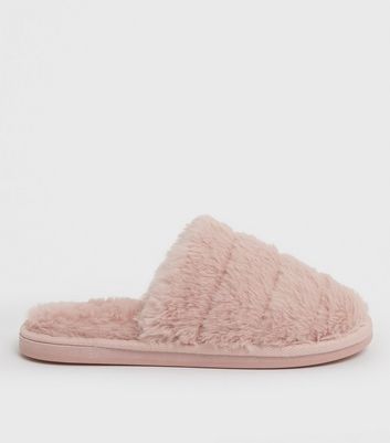 shop for Pink Faux Fur Mule Slippers New Look Vegan at Shopo