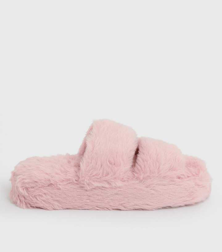 Faux Fur Slides Fuzzy Fluffy Slippers New Pink Slippers Soft