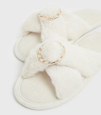 shop for Off White Diamanté Ring Slider Slippers New Look Vegan at Shopo