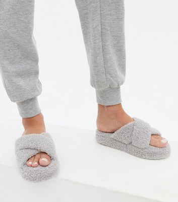 grey cross slippers