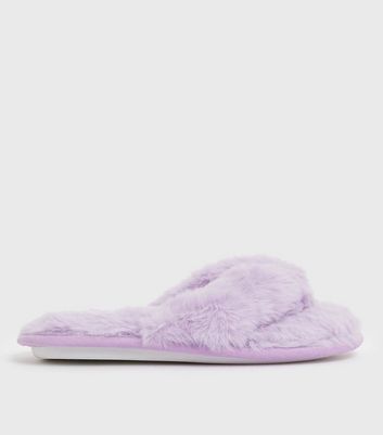 shop for Lilac Faux Fur Flip Flop Slippers New Look Vegan at Shopo