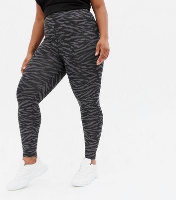 Damen Bekleidung Curves Black Zebra Print High Waist Sports Leggings