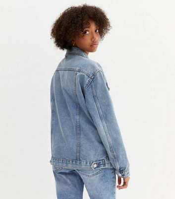 Girls Blue Denim Oversized Jacket | New 