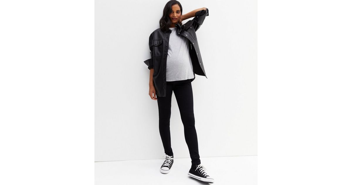 Curves Maternity Black Over Bump Lift & Shape Emilee Jeggings | New Look