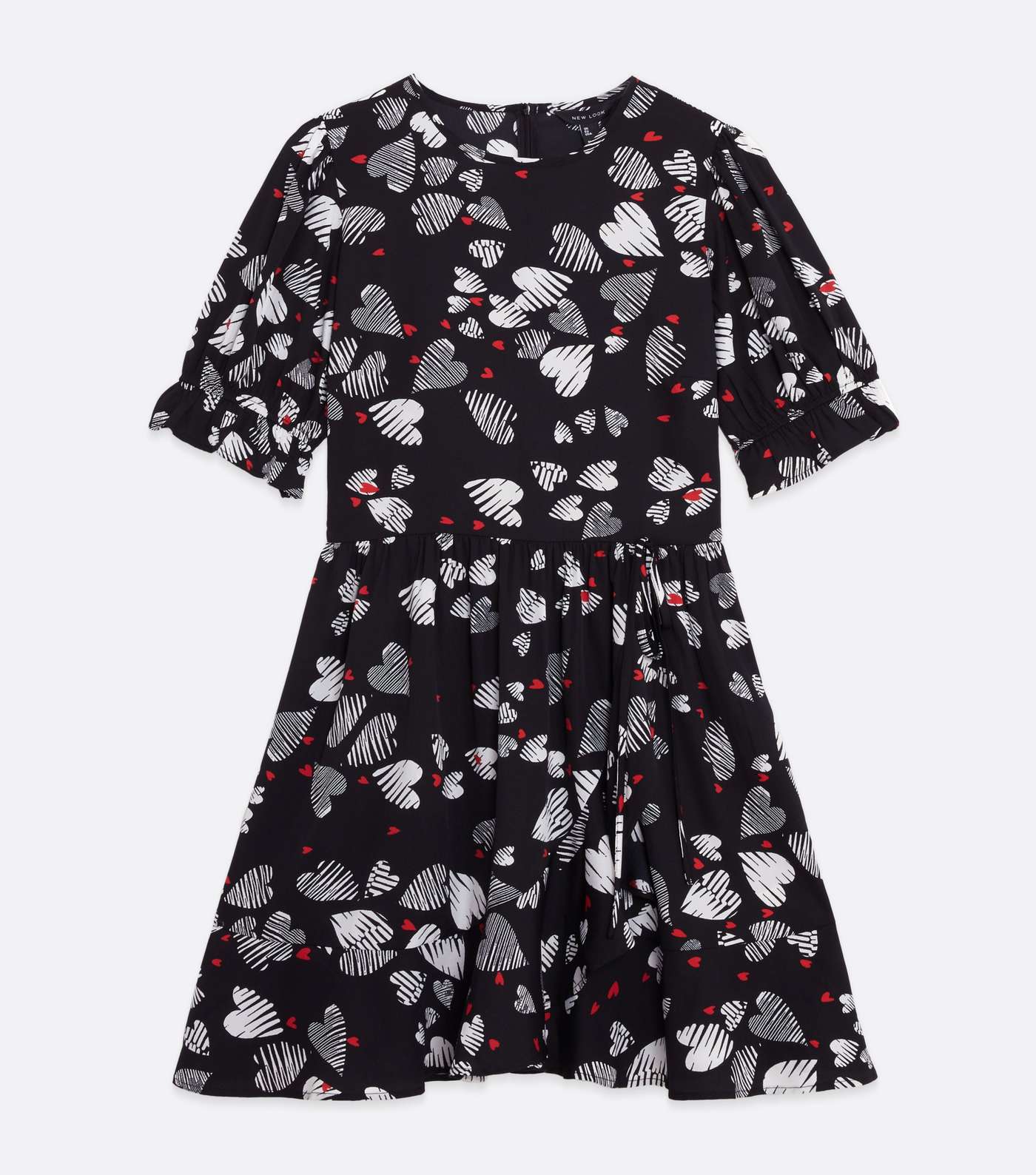 Black Heart Frill Puff Sleeve Mini Dress Image 5