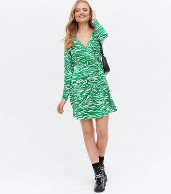 neon green zebra print dress