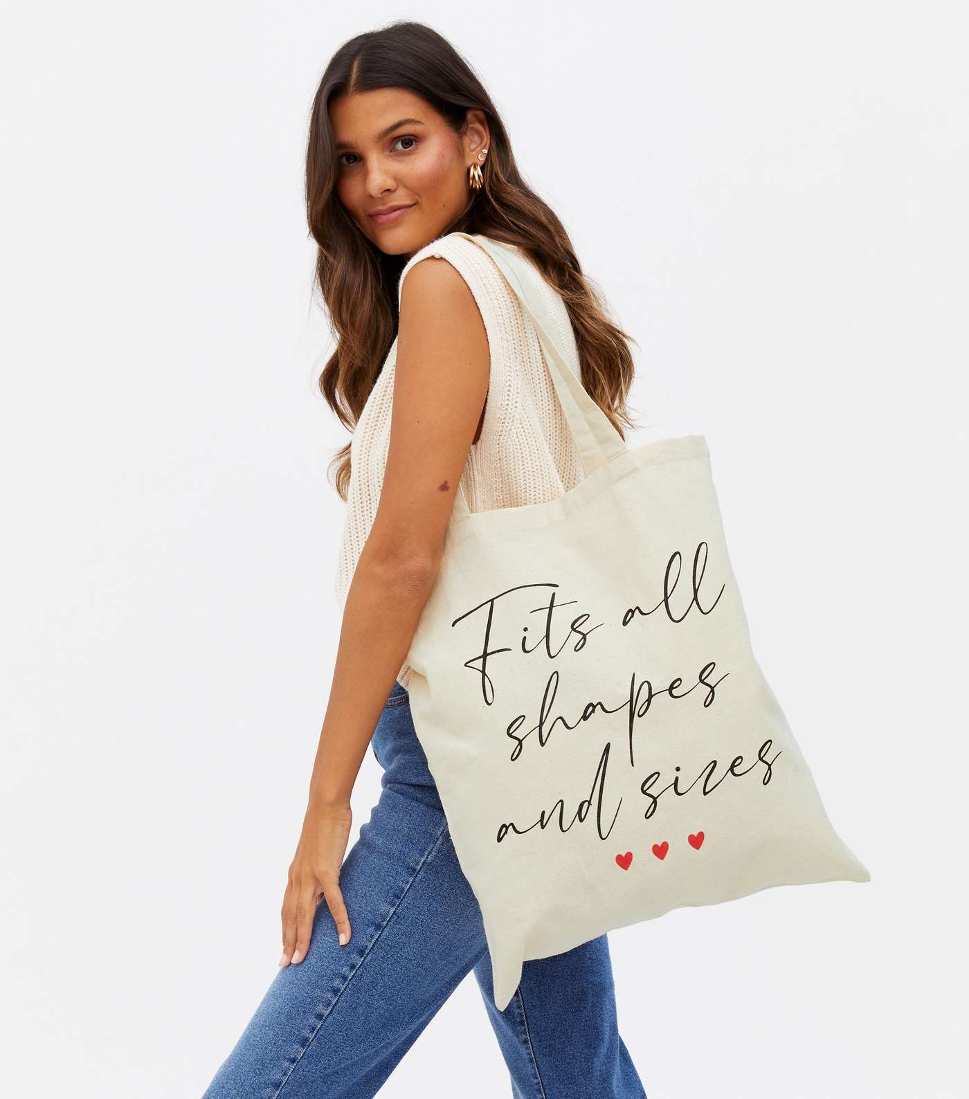 Cream Canvas Fits All Shapes and Sizes Tote Bag Image 2