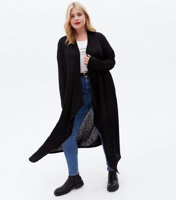 Click to view product details and reviews for Curves Black Fine Knit Midi Waterfall Cardigan New Look.