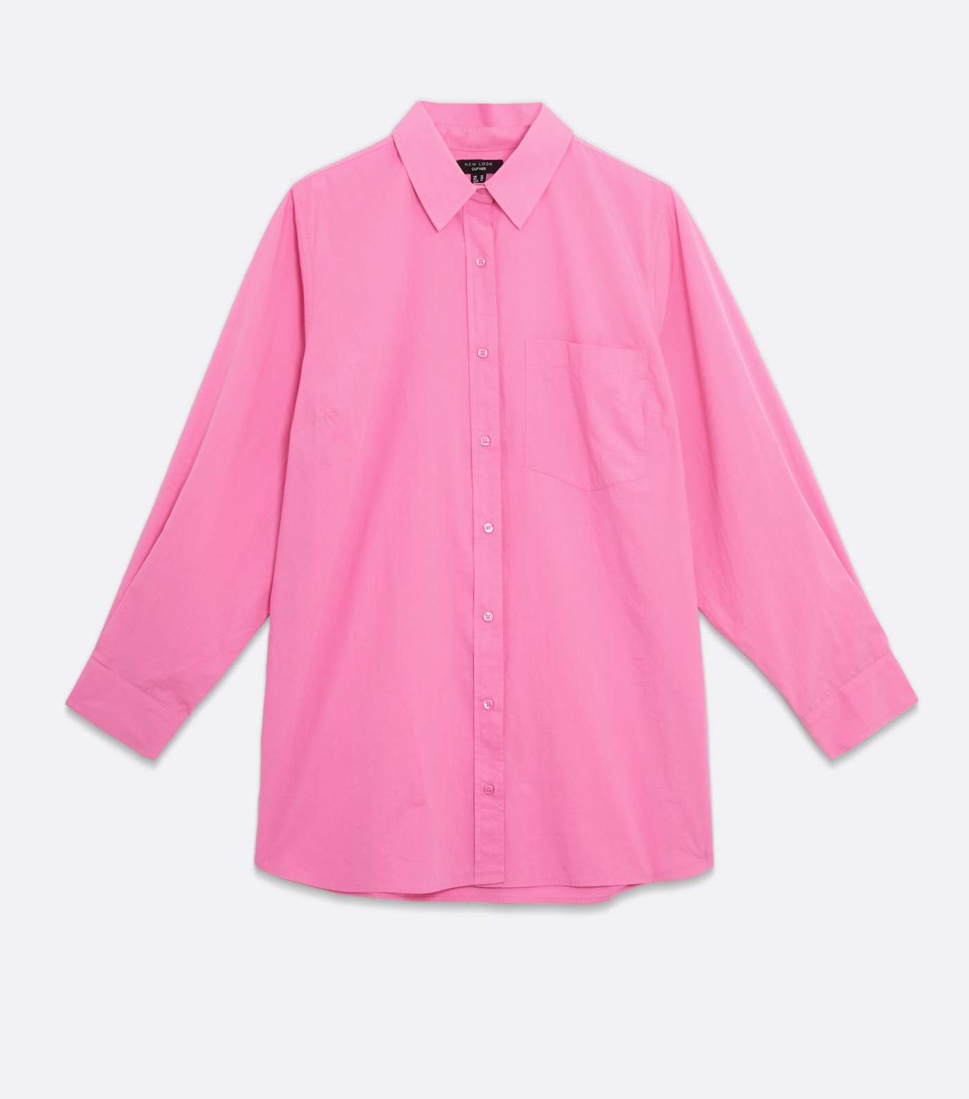 Curves Bright Pink Poplin Long Sleeve Shirt Image 5