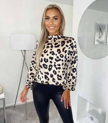 AX Paris Camel Leopard Print Satin 